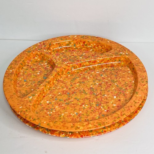 zak! "Placas divididas naranja confeti reciclado 2 melamina moteada gruesa retro 11"""