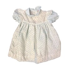 Peaches 'N Cream Vtg Infant Girls Dress White poplin USA 18 months ditzy floral