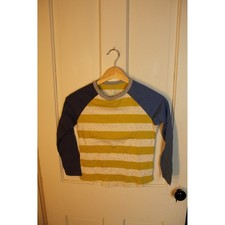 Mini Boden Boys Girls Striped Raglan Long Sleeve Shirt Top Yellow Blue Kids 7