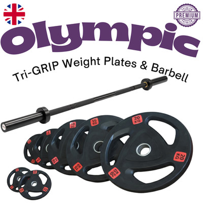 Olympia Hantelscheiben 2'' Gusseisen Tri Grip Langhantelplatten Paar Gym Gewichte