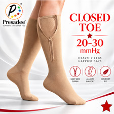Presadee Hybrid Closed Toe 20-30 mmHg Firm Compression Full Fabric Zipper Socks