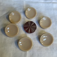 Vintage Tan 6 Czech Glass Buttons Lot Bcd-44