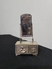 Japanese Asian 1920 Sterling Silver Dressing Table mirror Novelty inkwell Pounce