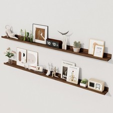 Axeman 55 Inch Floating Shelves, Walnut Picture Ledge Shelf Set Of 2