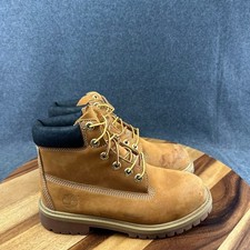 Timberland Junior 6-Inch Premium Waterproof Boots Wheat Nubuck 12909 Size 4.5 M