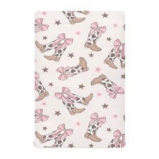 Bows Cowgirl Boots Western Crib Sheets Soft Breathable Fitted Baby Crib Sheet...