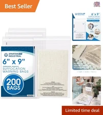 6x9 Clear Poly Bags Self Seal Packaging Shipping with Warning 200 Count