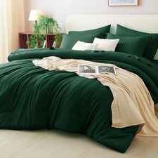 Queen Comforter Set Emerald Green 7 Pieces Bed in a Bag Bedding Comforter Set...