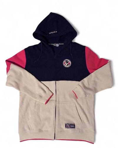 Club America Zip-Up Hoodie Size L Colorblock Soccer Fan Gear