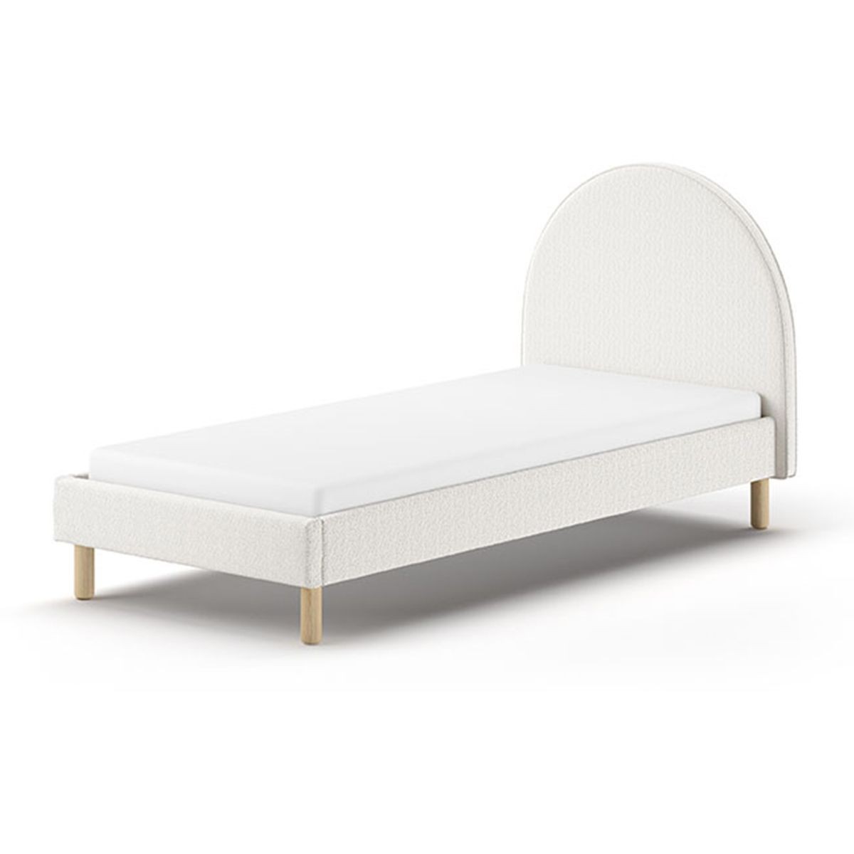Lit 90x200cm Moon en bouclette blanche pour créer une chambre enfant cocooning