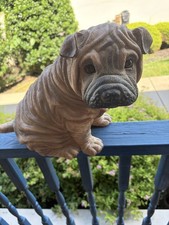 Vintage Shar Pei Puppy Dog Statue Figurine Outdoor Garden Decor 12" Resin