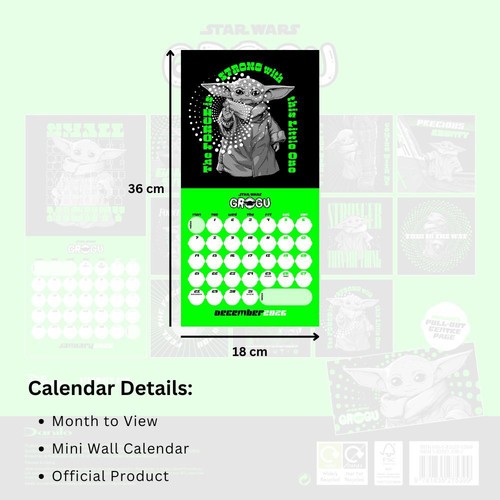 2026 Star Wars The Mandalorian Grogu Mini Calendar - Official Product - Picture 6 of 7