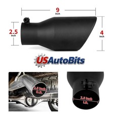 2.5 Inlet 4 Outlet 9long Exhaust Tip Black Powder Coated Stainless Steel 2.5 Inlet 4 Outlet 9long Exhaust Tip Black Powder Coated Stainless Steel