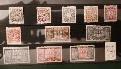 Monaco 1946-57 Postage Tax Stamps 11 MH Values** Missing 50 Cent