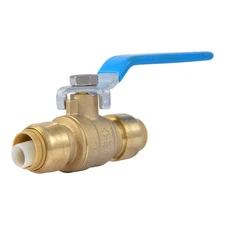 SharkBite 22222-0000LF Brass Push Ball Valve, 1/2” x 1/2” quick push to connect