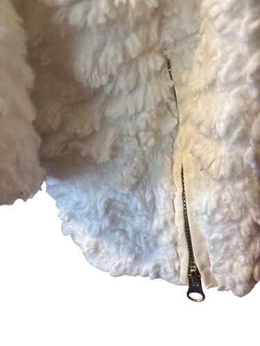 Adrienne Landau Faux Fur White Jacket Coat Zipper Pockets Moto Short 2X - Picture 6 of 9