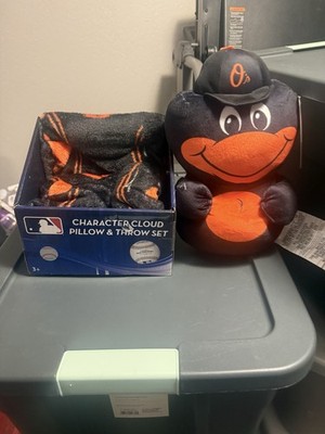 Baltimore Orioles MLB Character Cloud Pillow & Throw Set Black Orange