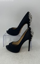 Badgley Mischka Womens Kiara Black Peep Toe Slip-On Stiletto Pump Heels Size 6M