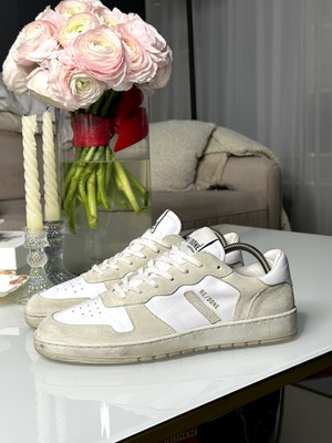 Leather sneakers Re/Done two-tone low top white-beige, size - 40