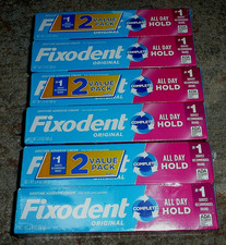 6 Lot FIXODENT ORIGINAL Denture Adhesive Cream SEALED