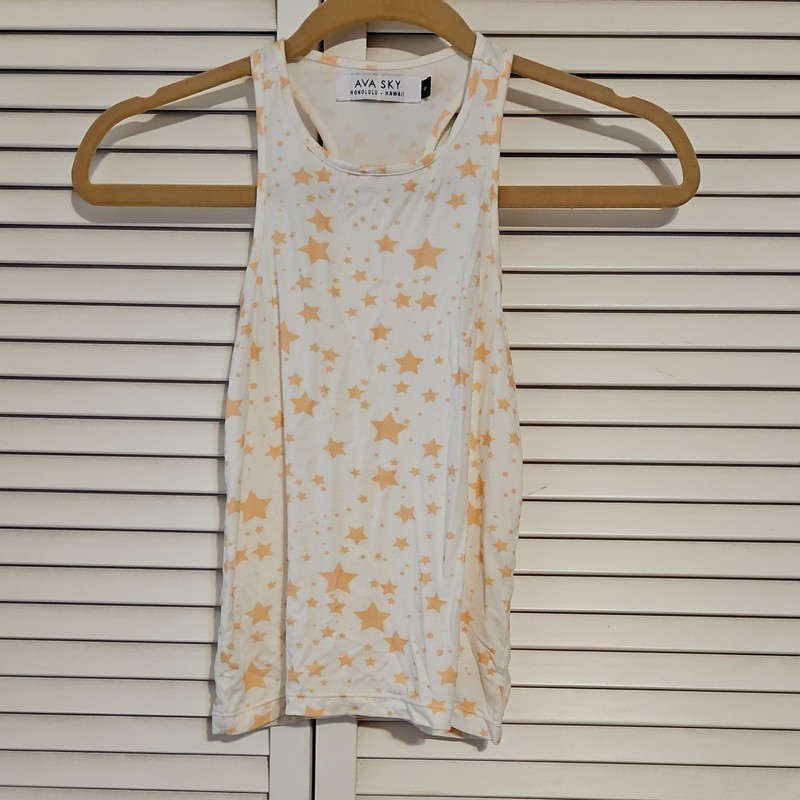 AVA SKY girls a-line tank size 8 cream and white stars print