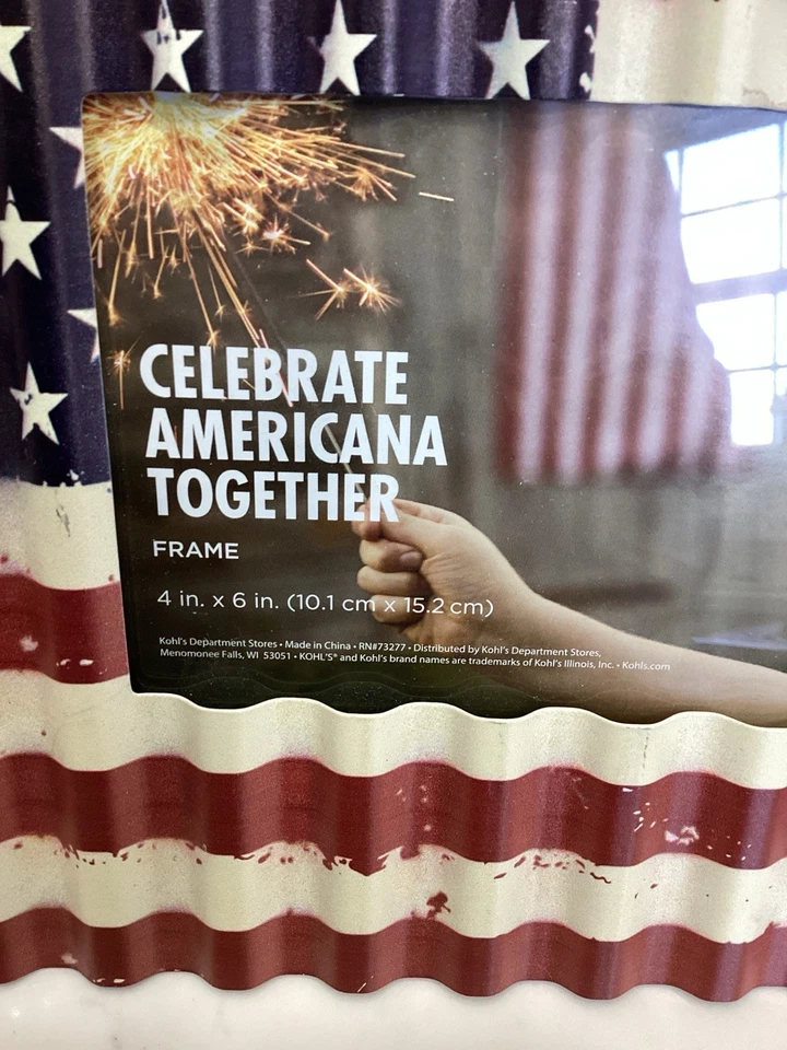 Marco de metal bandera americana corrugado envejecido americano patriótico 4x6 Foto 2 de 4