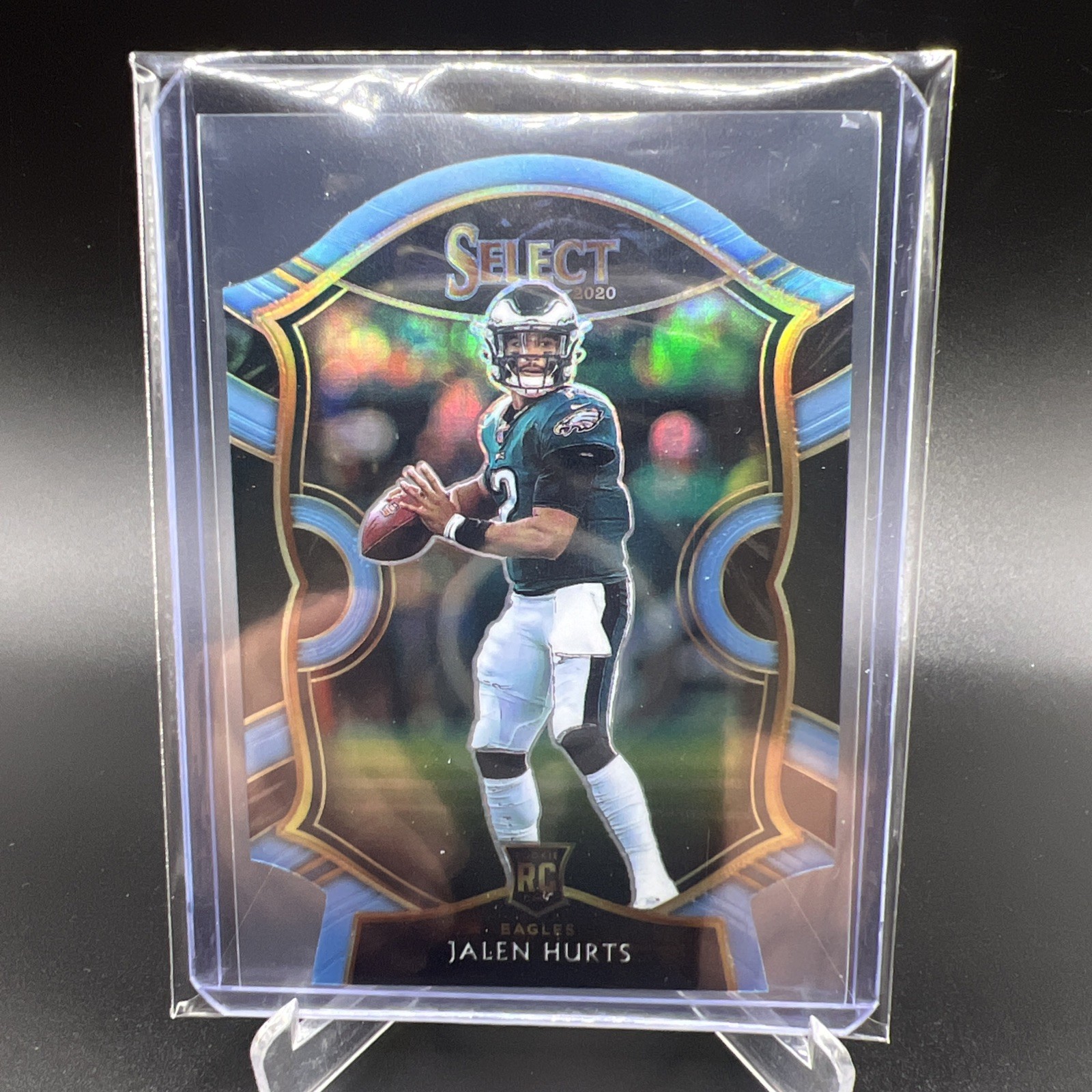 2020 Panini Select Concourse Jalen Hurts #50 Blue Prizm Die-Cut (RC) Eagles view 3
