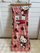 NWT 2026 Hello Kitty Fall Pink Plaid Fleece Throw blanket 50x70