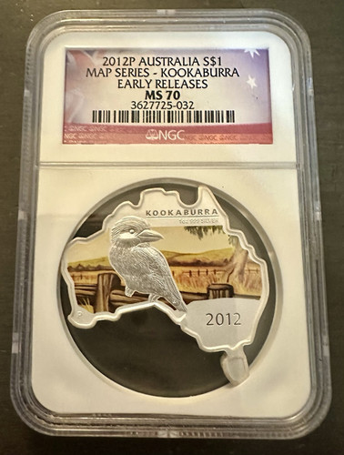 2012P Australia $1 Kookaburra Map Series Early Release NGC MS 70