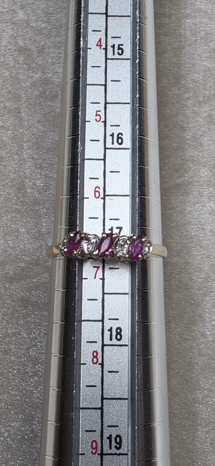 10K Solid Yellow Gold Ruby and Diamond Accent Cla… - image 3