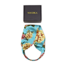 Blue Peonies 100 Pure Mulberry Silk 19 mm 6A Elastic Headband - Handmade in USA