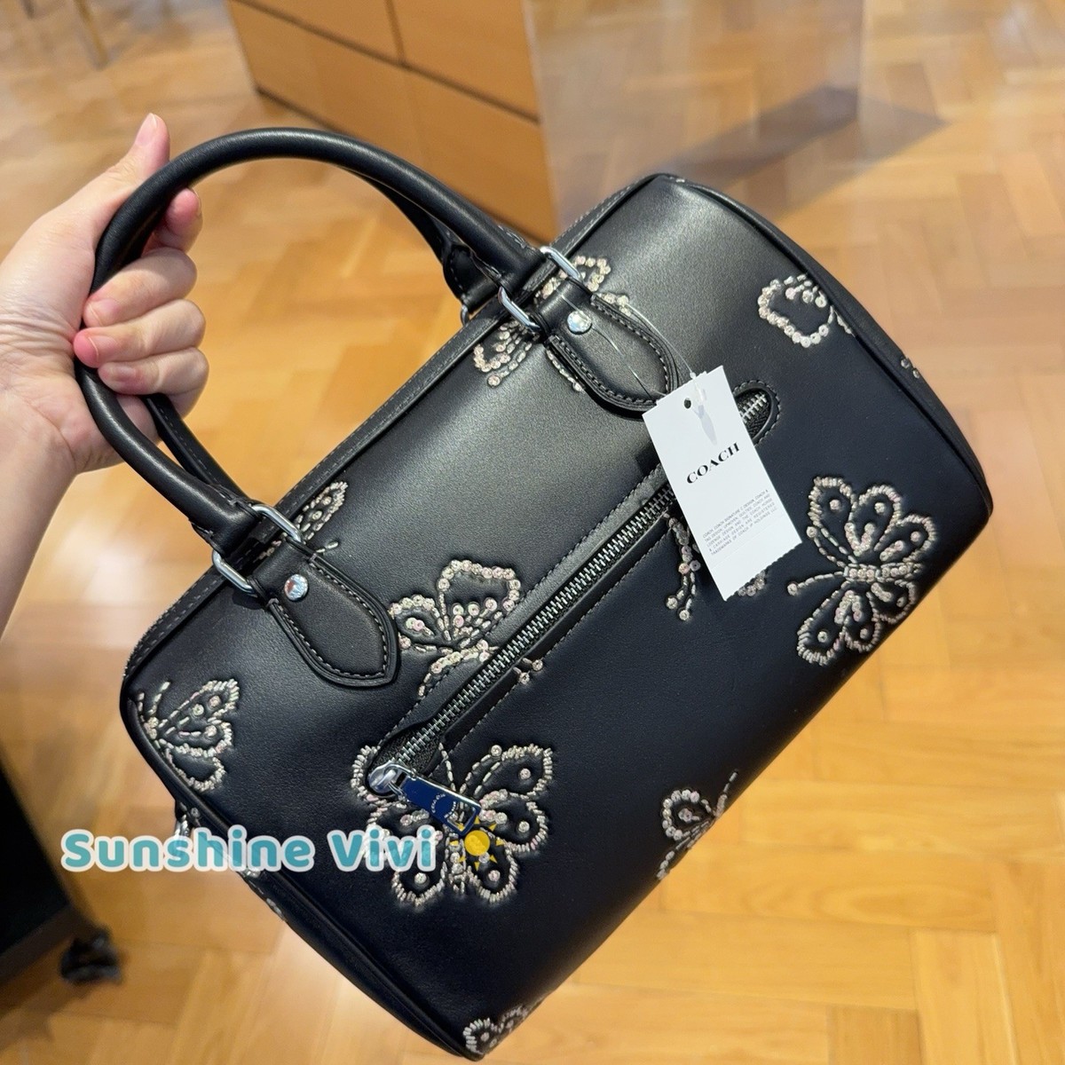 NWT Coach Rowan Satchel Bag With Butterfly Print CCK88 Black