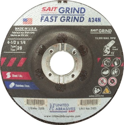 United Abrasives SAIT 21020 4-1/2x7/8 A24N Type 28 Fast Grinding Wheel 25 pack