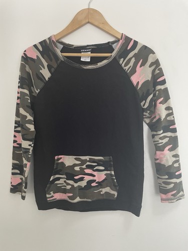 Joe Boxer Women's Pink Camo Cotton Blend Crewneck Raglan Sleeve Shirt Black S - Picture 1 of 4