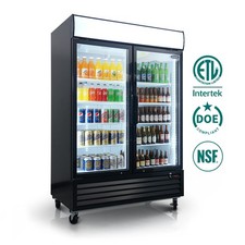 54" Commercial Display Fridge 2 Glass Door,44.8Cuft,Auto Defrost,Digital Temp