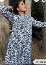 NWT Indian Block Print Cotton Kurta 3/4 Sleeve XXL Above the Knee, by Eesha