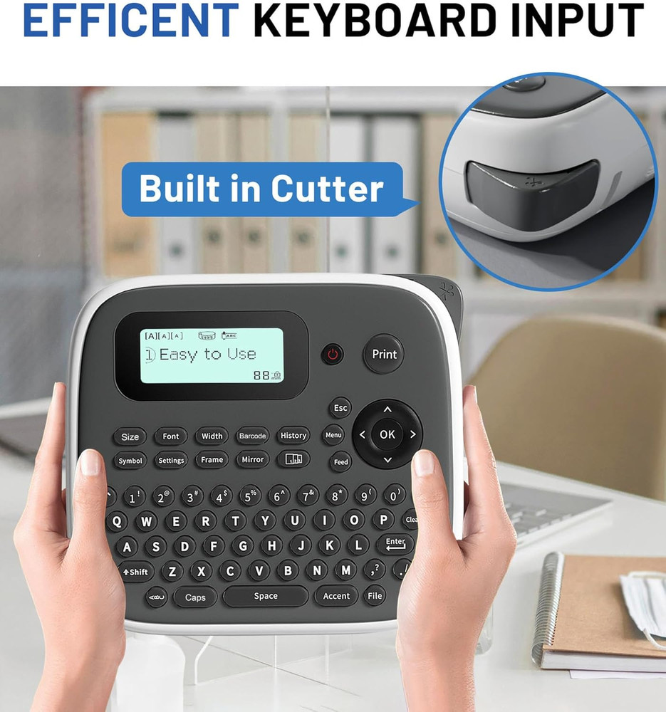 Label Maker Machine With-Tape, Label Maker Waterproof-Labels, Keyboard Labeler M