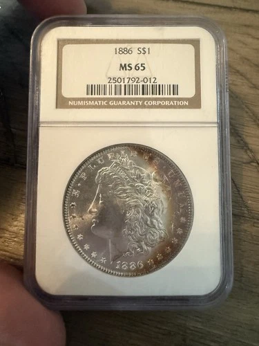 1886 Philadelphia Morgan Silver Dollar MS 65 NGC Monster Crescent Toner
