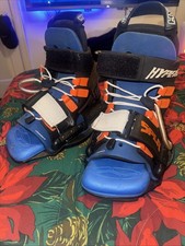 Fixations wakeboard fendues Hyperlite vintage années 90 orange bleu rétro collector rare M/L