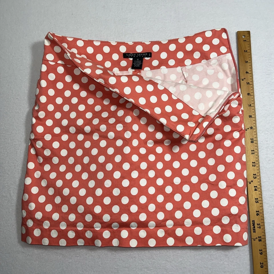 Pantalón corto de golf Larry Levine para mujer talla 12 coral blanco lunares bolsillos laterales con cremallera Foto 3 de 4