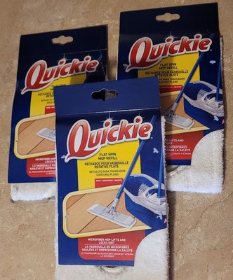 Three Quickie Flat Spin Mop Refill Microfiber Floor Cleaning All Floor Types
