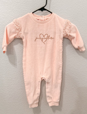 Juicy Couture Kids Baby Girl Heart Spell Out Velour Body Suit Jumper 12  Months - Main Image