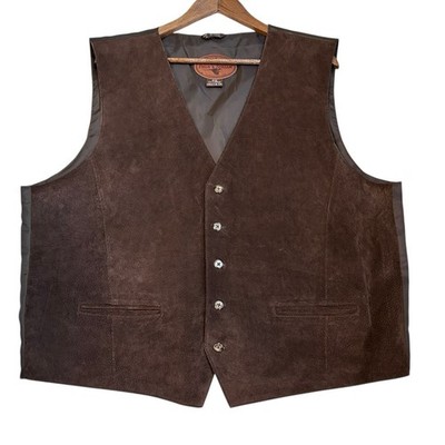 Field & Stream Suede Leather Vest Mens XXL 2XL Brown Western Outdoors Rodeo