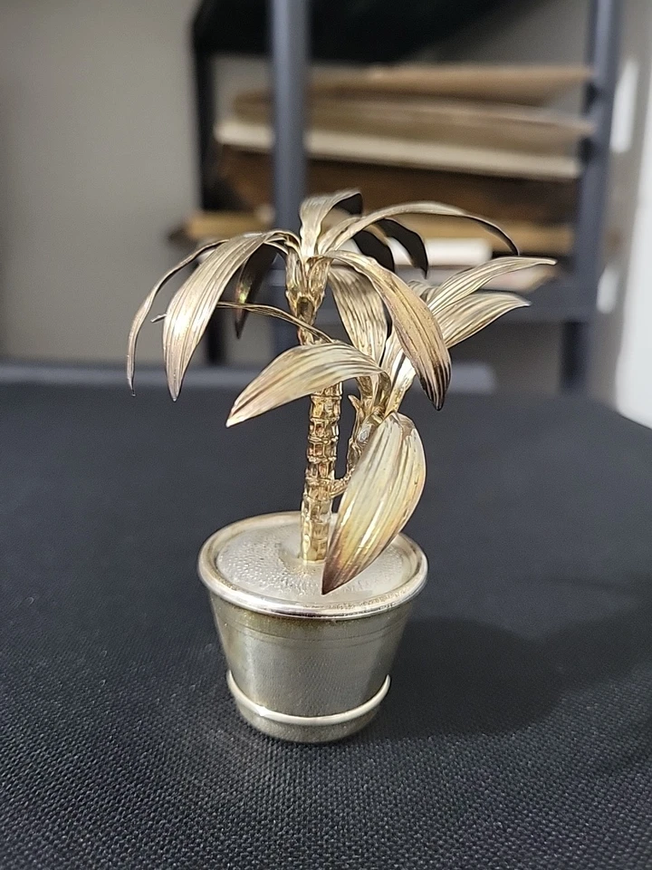 Antique 800 Sterling Silver Miniature Palm Tree Plant Medusa Oro Arezzo Italy Foto 3 de 4