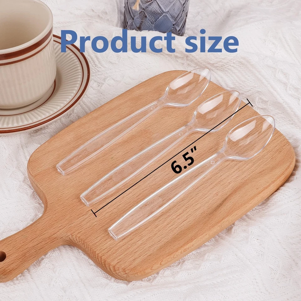 1000 cucharas de plástico transparente a granel - cucharas de plástico de alta resistencia,... Foto 3 de 4