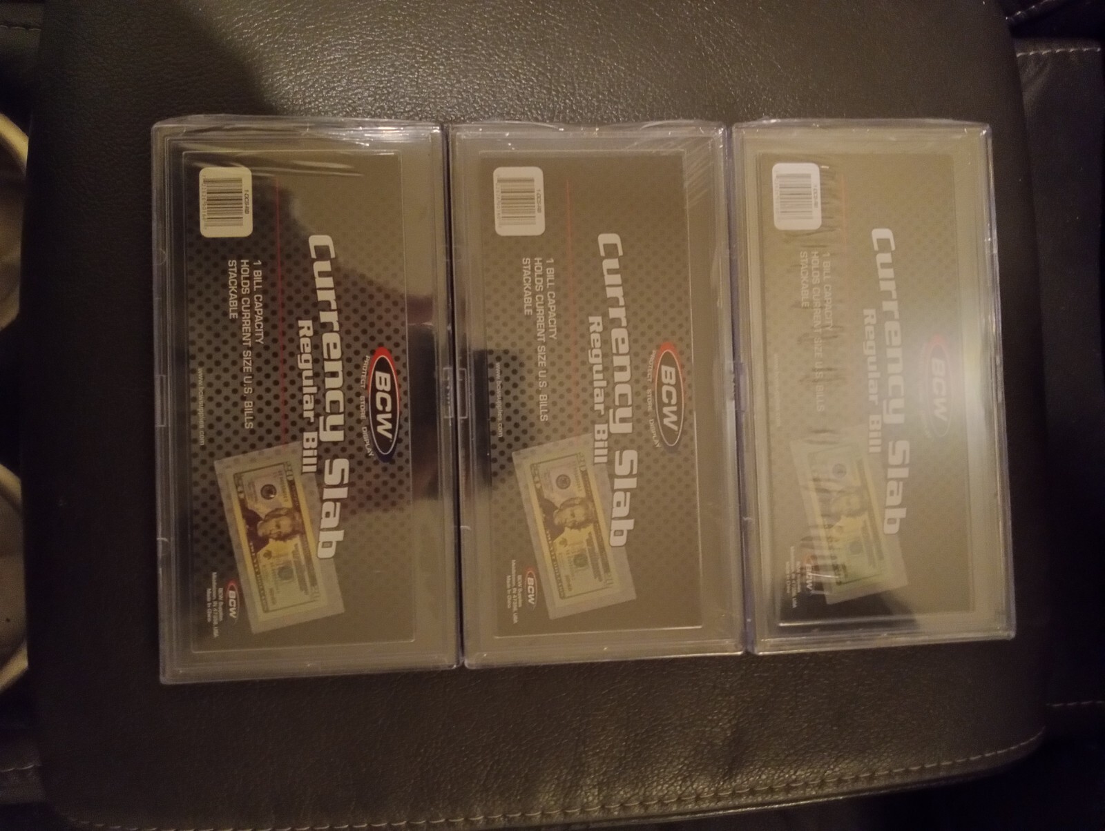 3 Pack BCW Deluxe Currency Slab Dollar Bill Case Regular Banknote Size Holder