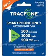 TracFone Smartphone Only Plan - 60 Days / 500 Minutes / 1000 Texts / 500 MB Data