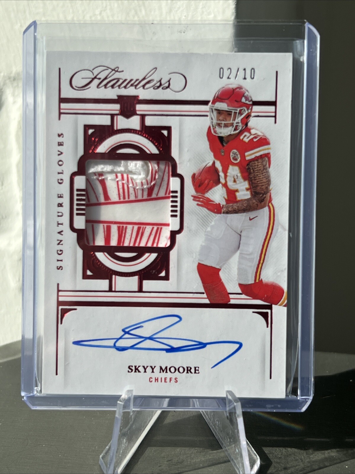 2022 Panini Flawless Skyy Moore Signature Gloves Ruby Rookie Patch Auto #’d /10