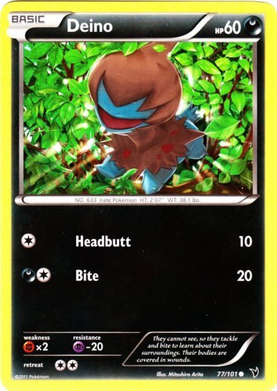 Deino - 77/101 - Common NM, English Pokemon Noble Victories