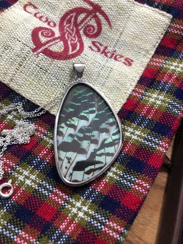 Two Skies 925 Sterling Silver Genuine Butterfly Wing Necklace 46cm 🌻 Scotland - Picture 4 of 8